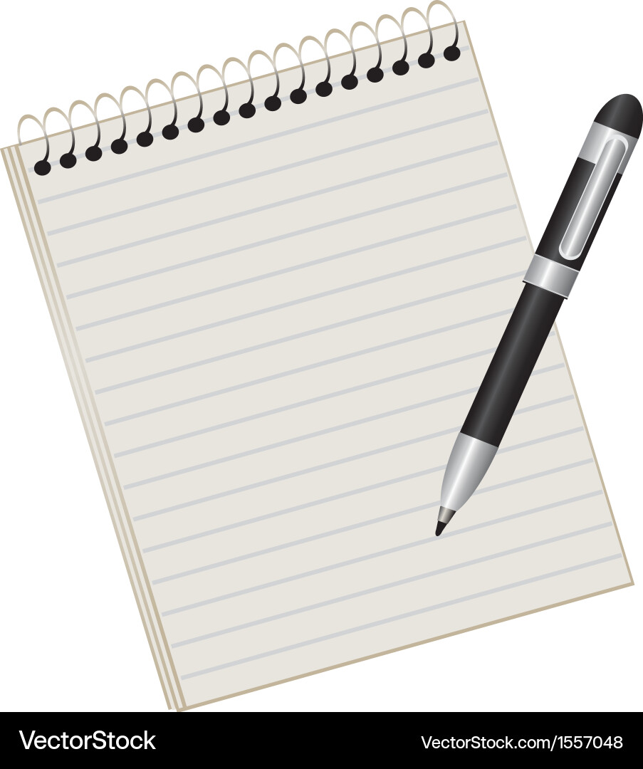 Notebook and pen vector image