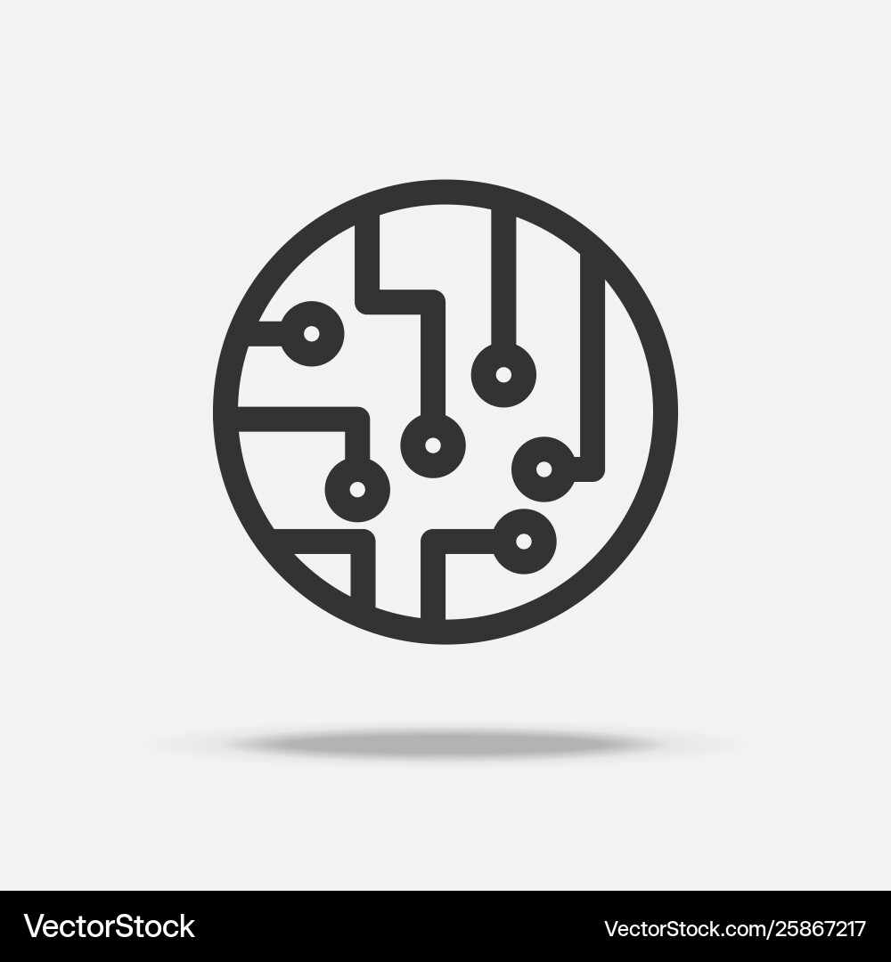 Circuit board icon thin line quantum vector image