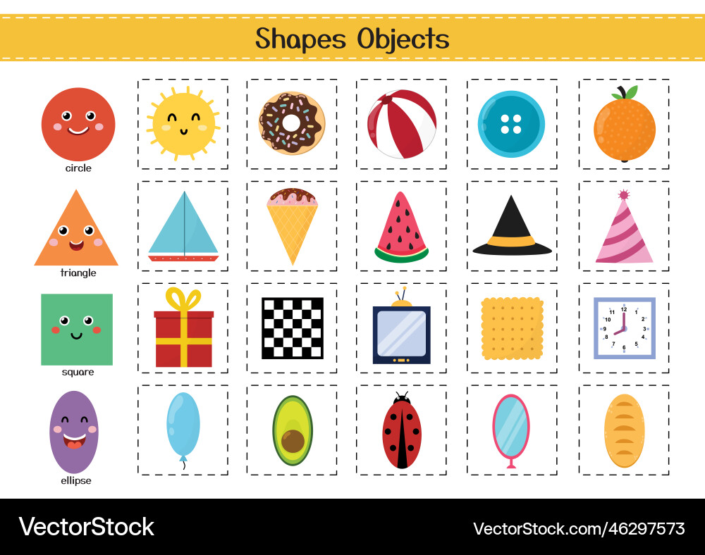 Shapes objects set for kids basic geometric vector image