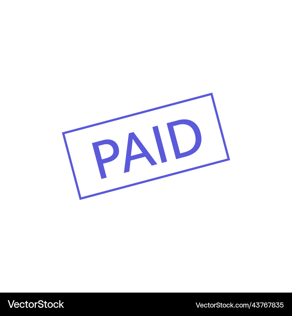 Paid blue stamp on white background vector image