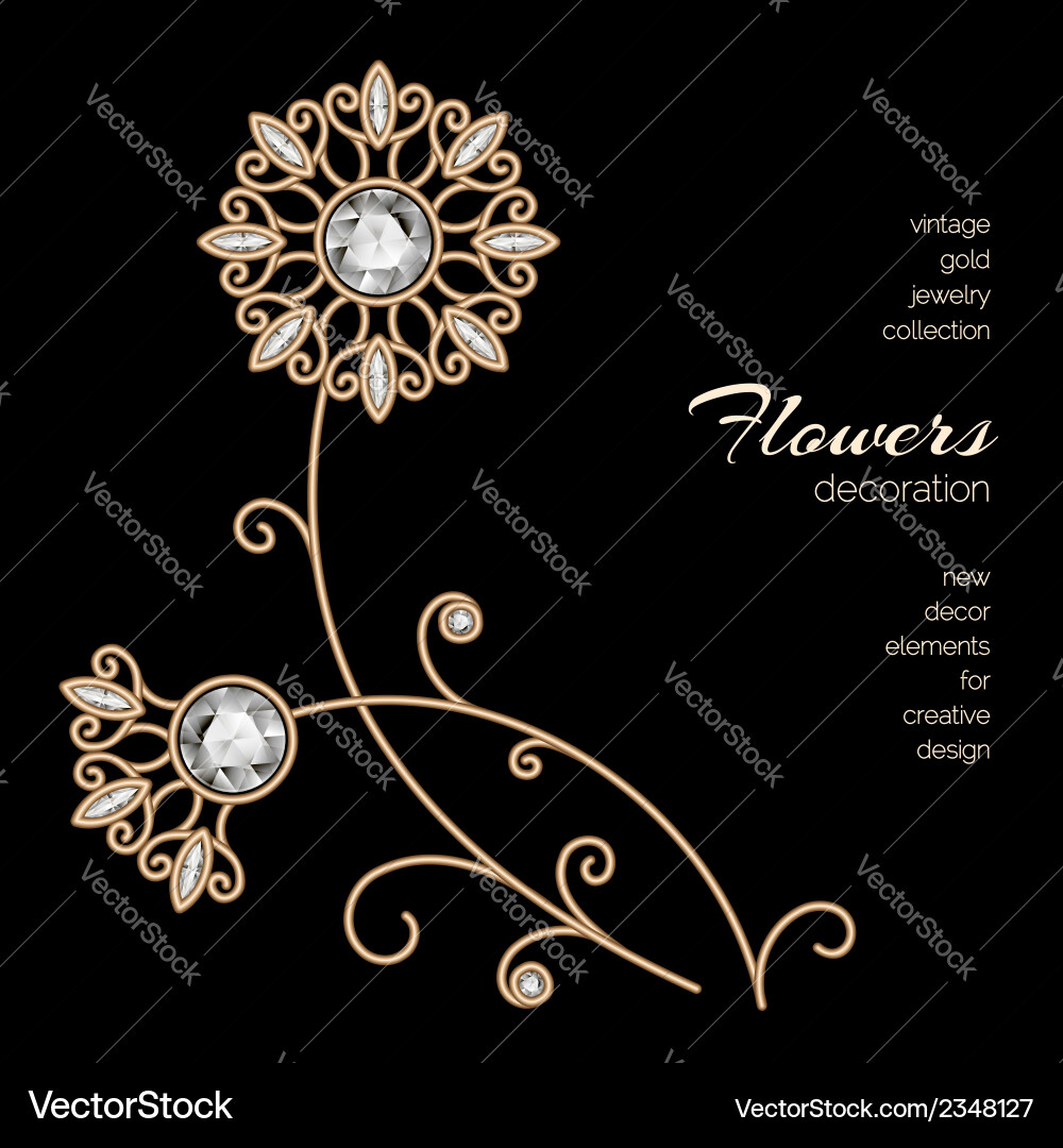 Gold jewelry flowers vector image