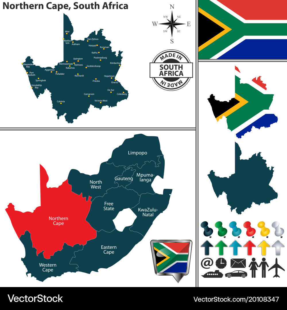 Map of northern cape south africa vector image