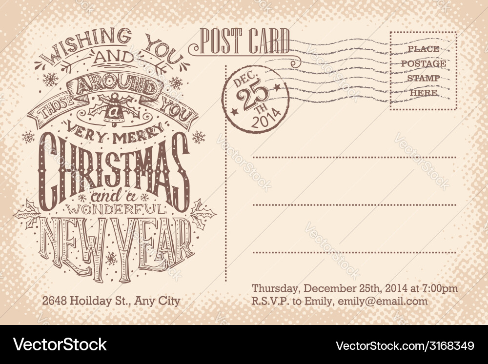 Vintage merry christmas and new year holiday vector image