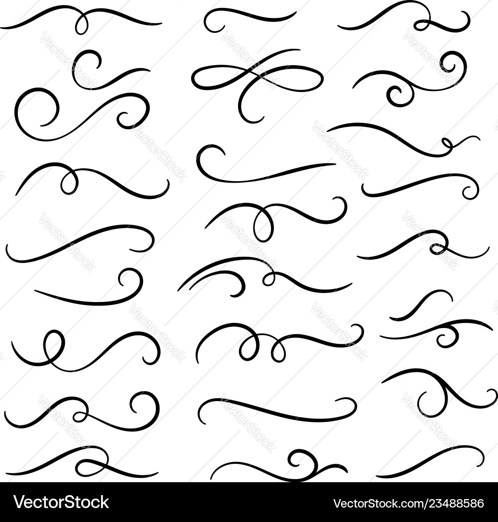 Hand drawn flourishes swirls text dividers vector image