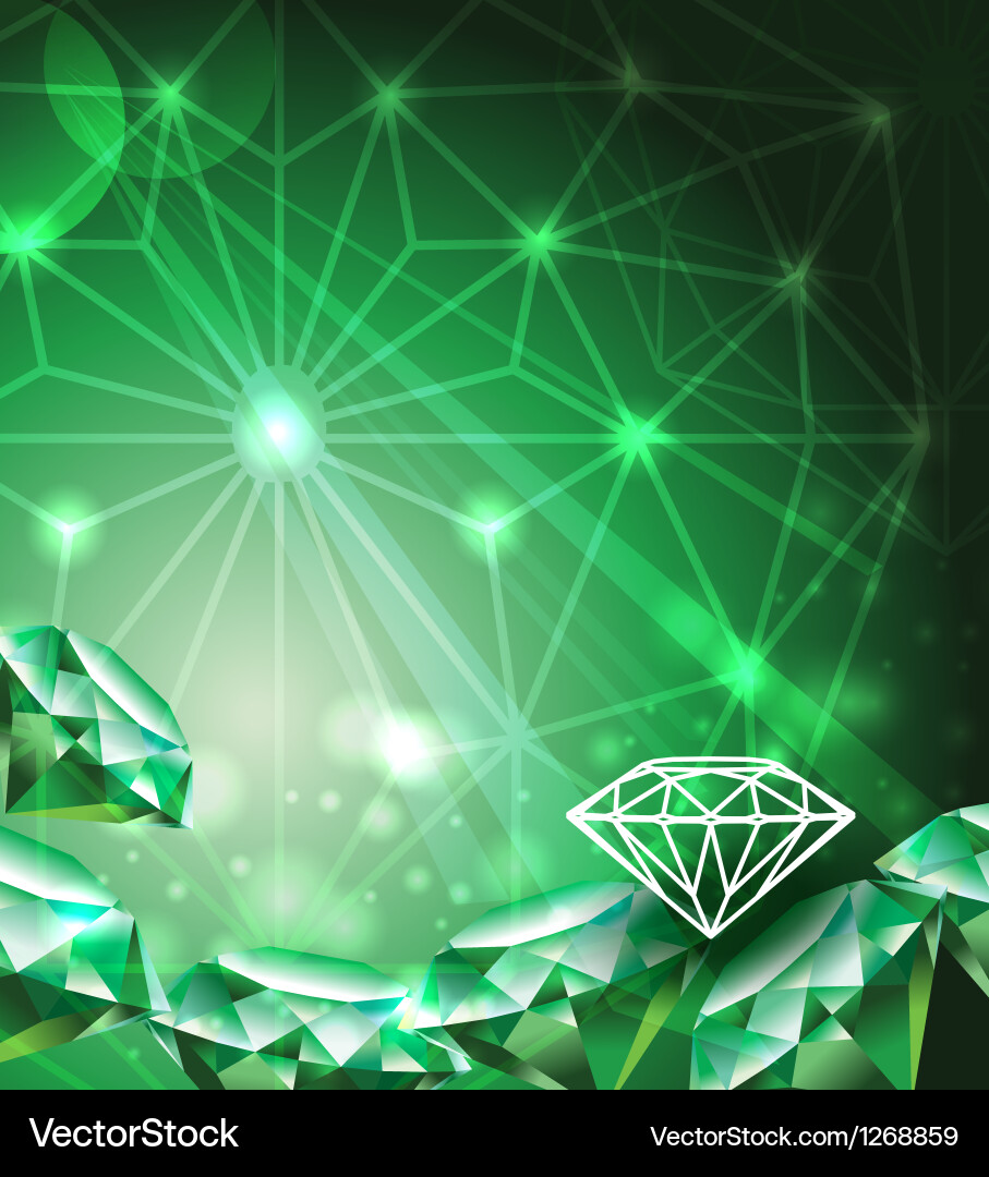 Background with green emerald vector image