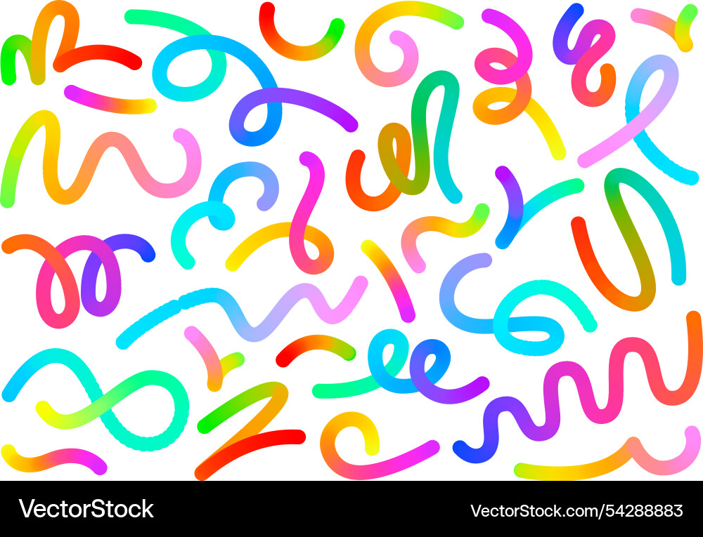 Gradient line colorful swirling curves vibrant vector image