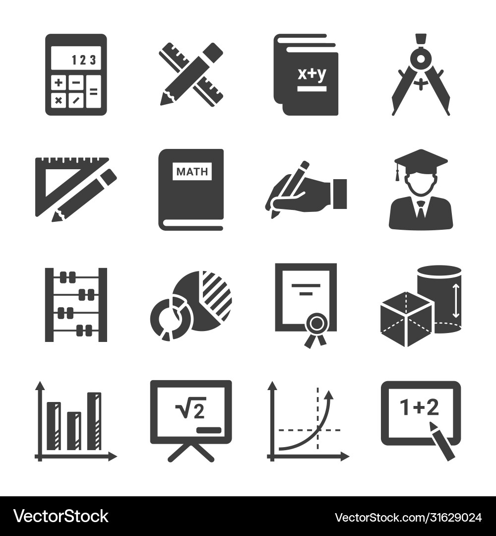 Math icons set vector image