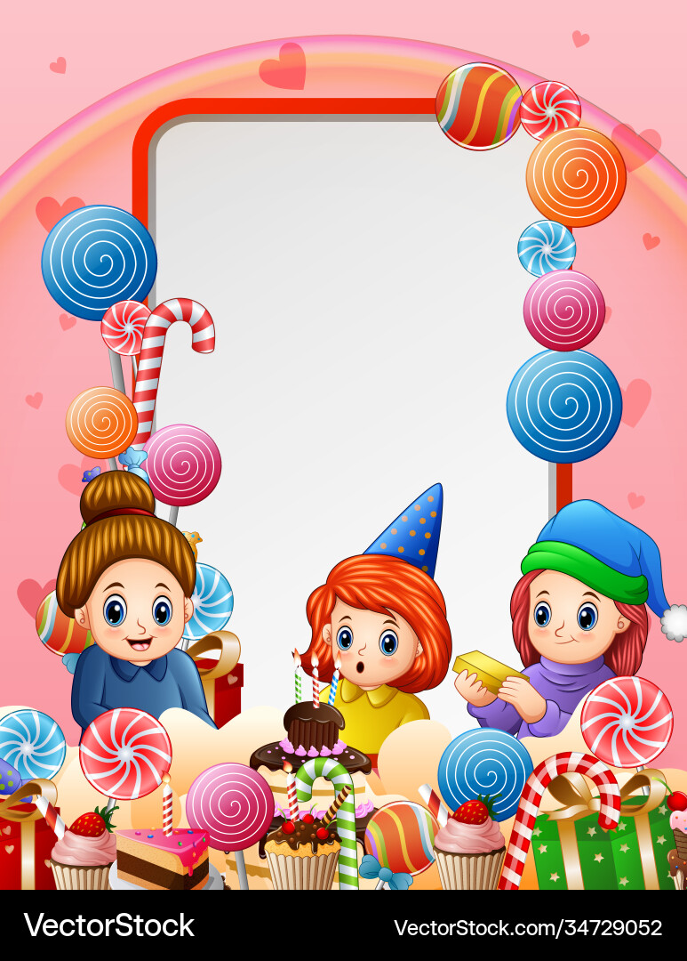 A little girl birthday party background vector image