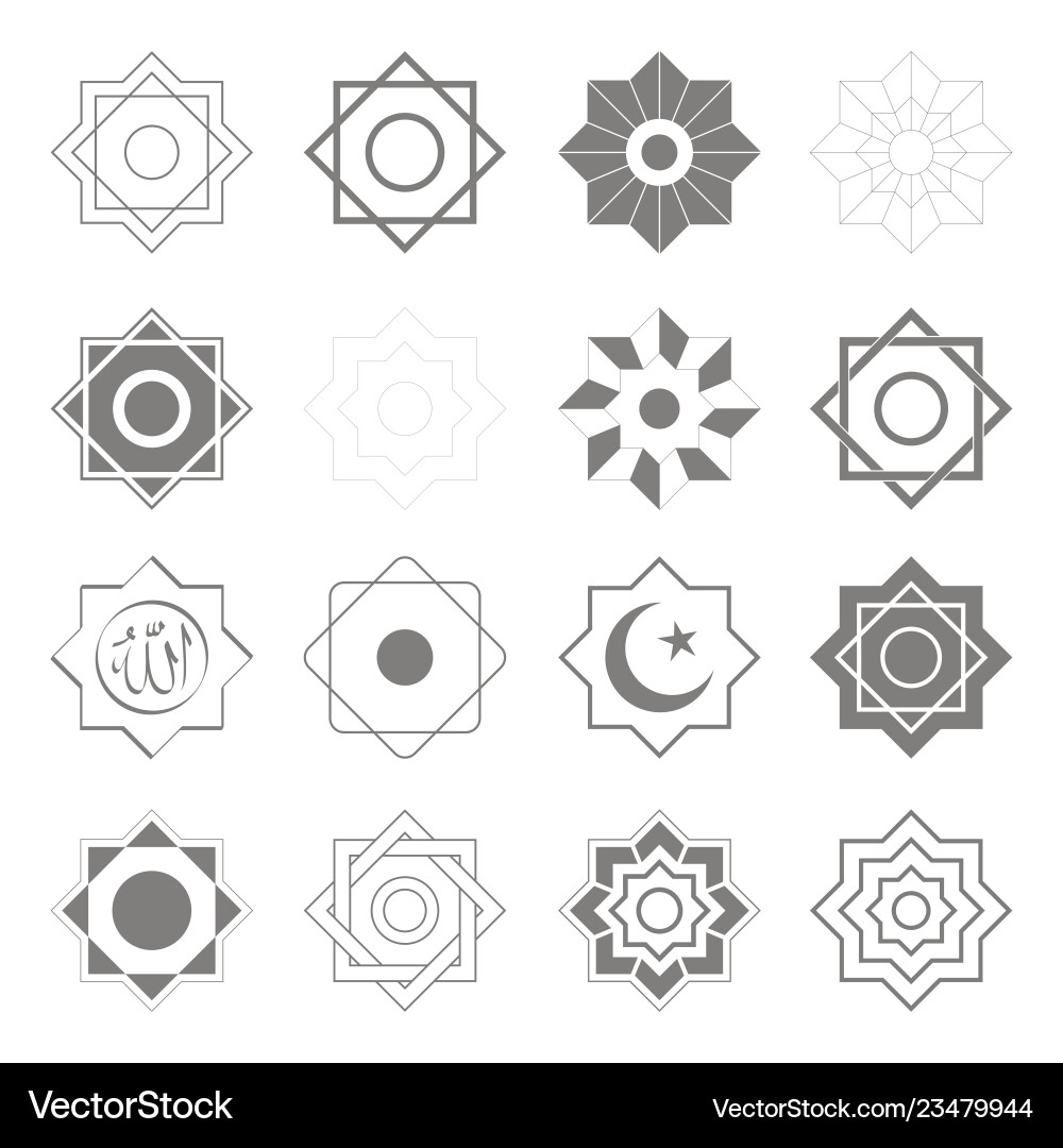 Islamic symbols stars rub el hizb vector image