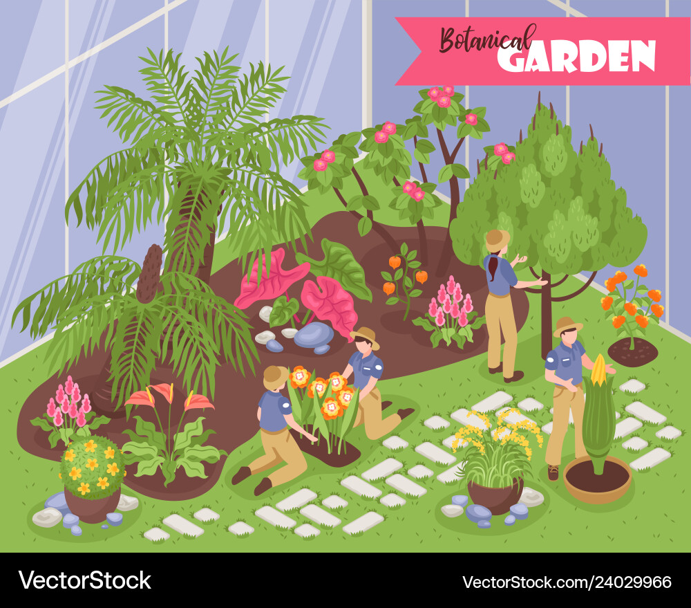 Young naturalists botanical background vector image