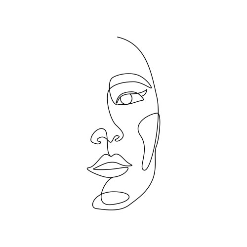 Woman face one line drawing minimalistic abstract vector image