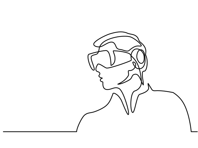 Man wearing virtual reality goggles vector image