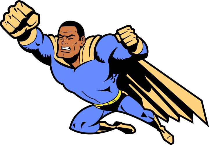 Black flying superhero vector image