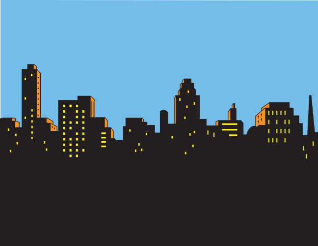 Retro classic city skyline vector image