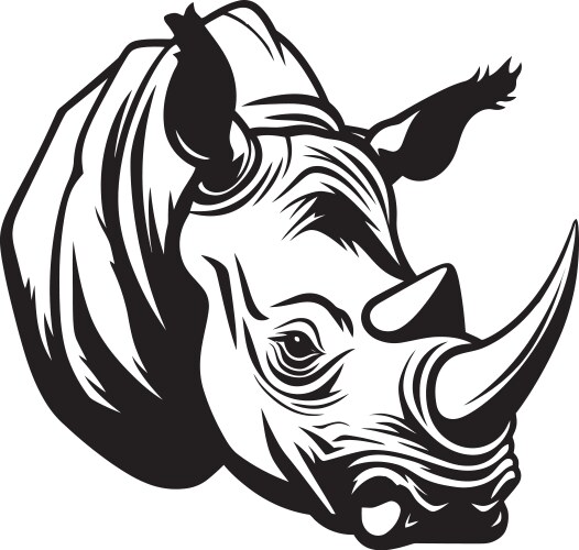 Sleek strength black rhinoceros emblems vector image