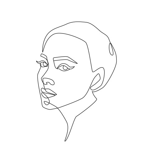 woman face one continuous line drawing vector image