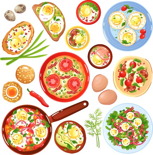 Egg dishes set vector image