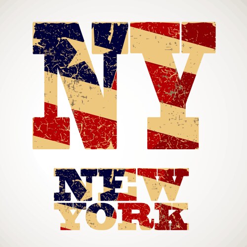 vintage lettering ny and new york flag of the usa vector image