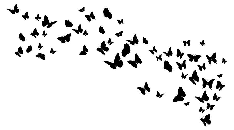 Flying black silhouettes butterflies vector image