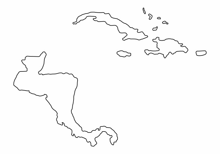 Central america outline map vector image