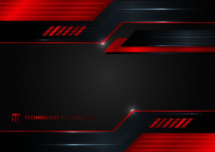 Abstract technology geometric red and black color vector image