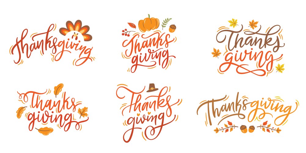 Hand lettering of thanksgiving day festival vector image