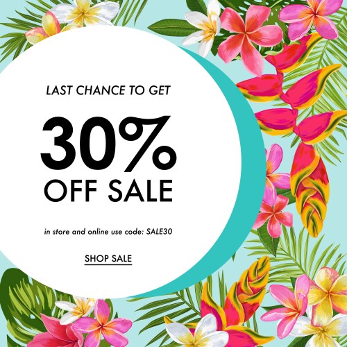 Summer sale tropical banner seasonal promotion vector image