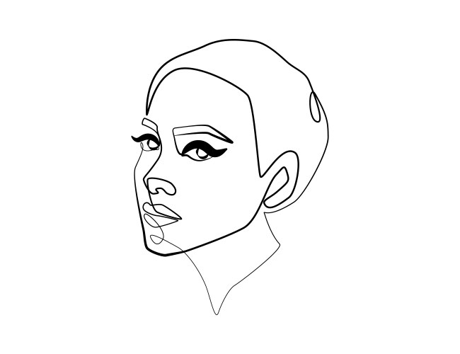 Abstract woman face one continuous line drawing vector image