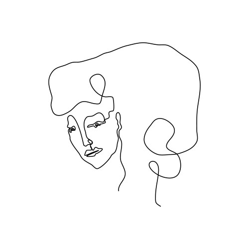 Woman face drawn in black vector image