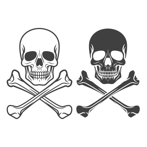 Black skull and crossbones icon set vector image