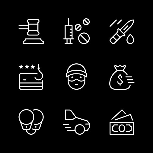 Set line icons criminal vector image