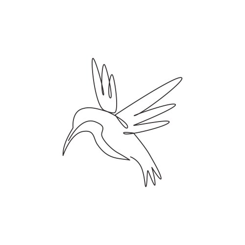 one continuous line drawing cute hummingbird vector image