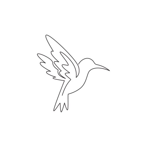 One single line drawing cute hummingbird vector image