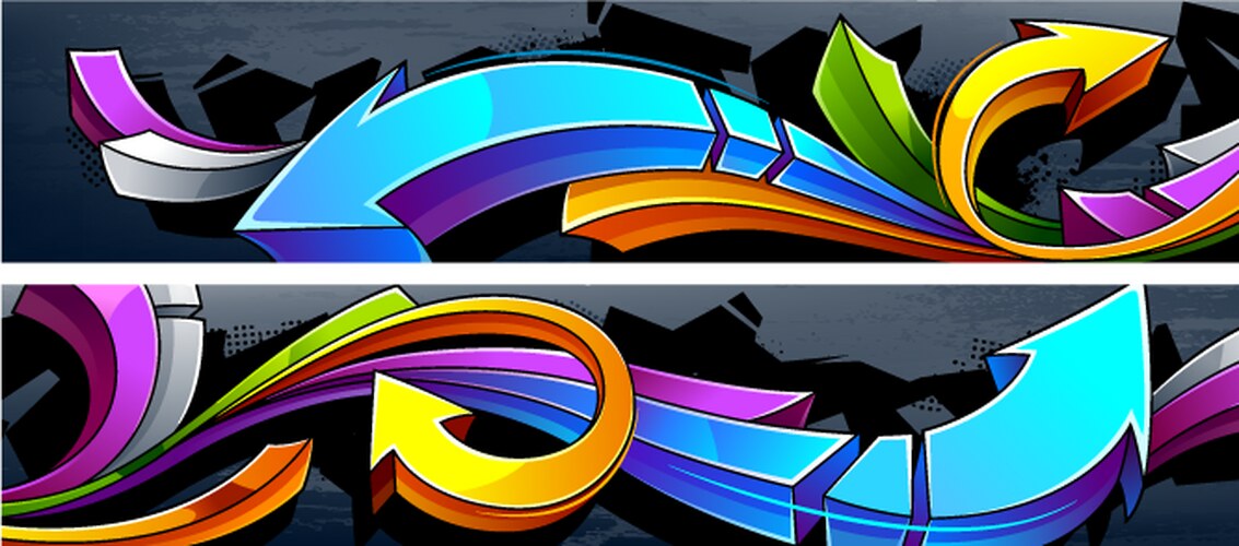 Two horizontal graffiti banners vector image