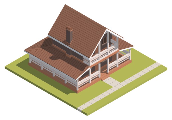 Suburban house isometry hyper detailing isometric vector image