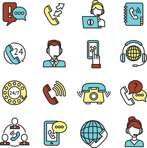 Call center icons set vector image