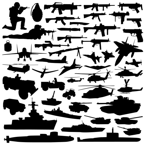 Military objects vector image