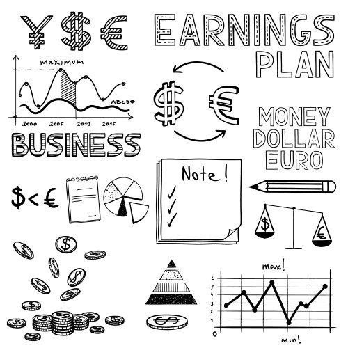 Hand draw business finance doodle sketch money vector image