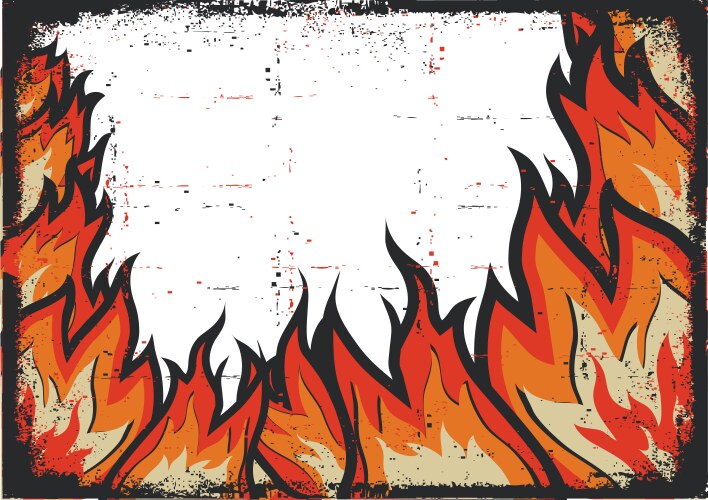 grunge fire frame background vector image