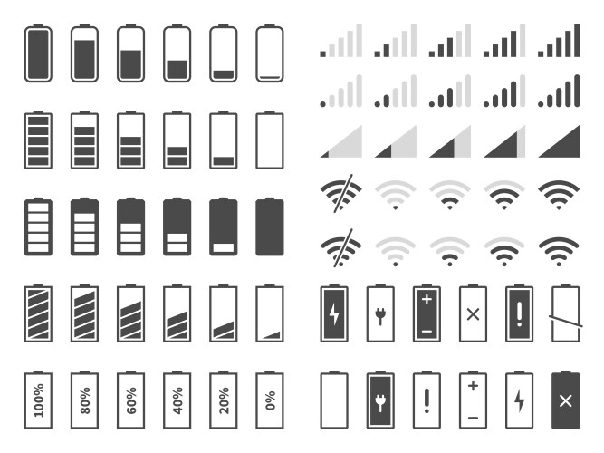 Signal and battery icons network strength vector image