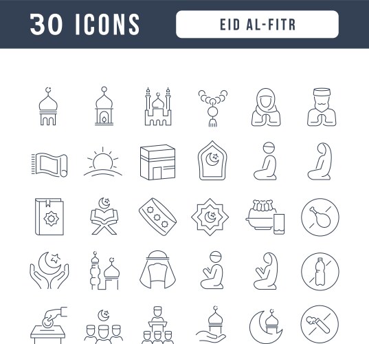 Line icons eid al-fitr vector image