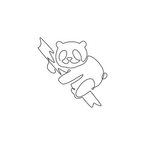 one continuous line drawing adorable panda vector image