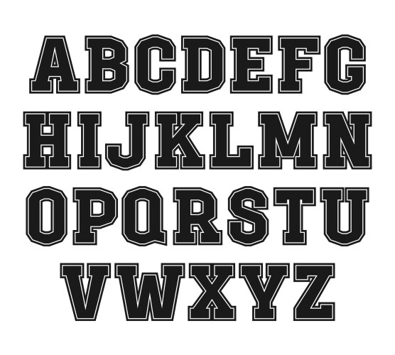 slab serif font in the style of college vector image