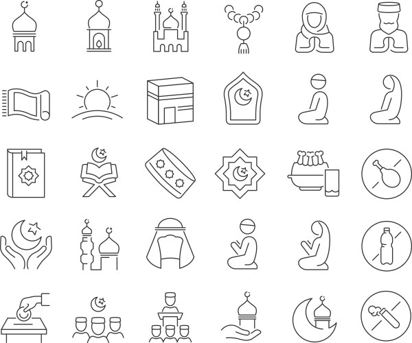 Line icons eid al-fitr vector image