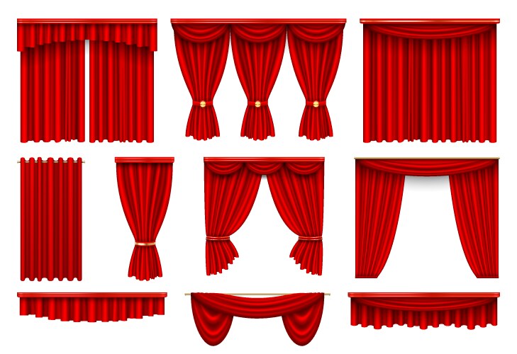 stage red curtains realistic vector image