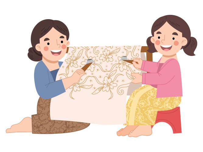 Batik day cartoon vector image