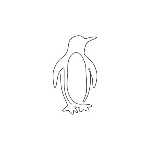 one single line drawing cute funny penguin vector image