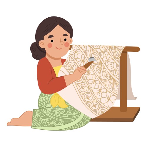 Woman painting batik vector image