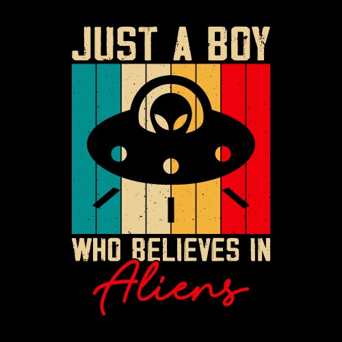 Funny retro vintage ufo alien t-shirt design vector image