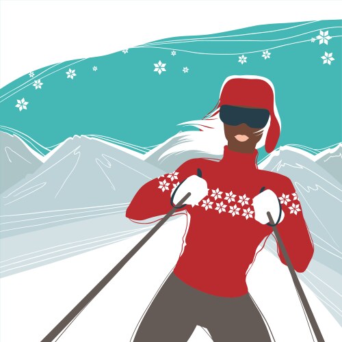 glamour girl skiing winter season sports vector image